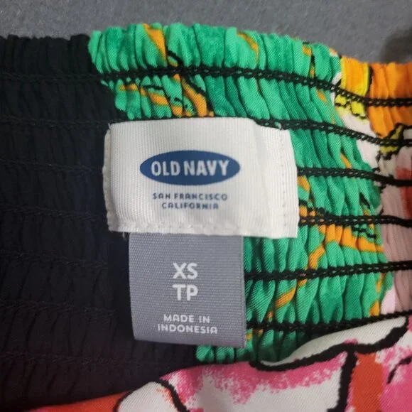 Old Navy Womens XS Black Floral Fit & Flare Cami Dress Tropical Beach Hawaii - Picture 3 of 7